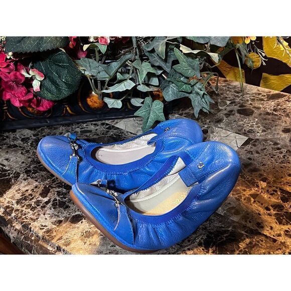 Yosi Samra Blue Leather Foldable Flats Size 6 NWOT - Picture 3 of 4